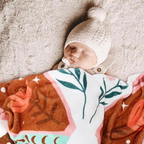 Gicoherero Boho Baby Blanket Butterfly Monthly Milestone Bohemian Floral Girl Photo Prop Sage Green and Pink Blanket Ideas for Personalized Baby Stuff Shower Newborn Decorations Nursery Gift Decor Mom - Image 5