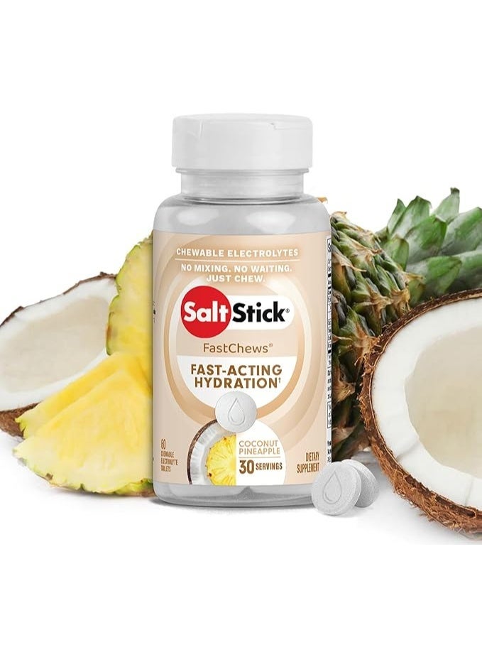 SaltStick Electrolyte FastChews - 60 Coconut Pineapple Chewable Electrolyte Tablets - Salt Tablets for Runners, Sports Nutrition, Electrolyte Chews - 60 Count Bottle - Image 1