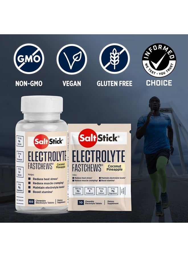SaltStick Electrolyte FastChews - 60 Coconut Pineapple Chewable Electrolyte Tablets - Salt Tablets for Runners, Sports Nutrition, Electrolyte Chews - 60 Count Bottle - Image 4