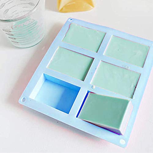 QPEY Silicone Soap Molds, 6 Cavity Rectangle Molds for Craft Soap, Cake, Chocolate & Ice Cube Trays - Set of 3 (Blue, Purple & Pink) - Image 4