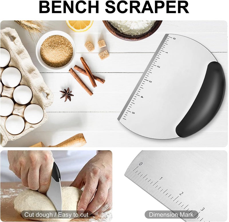 MINO ANT Pastry Cutter, Biscuit Cutter, Dough Scraper, Silicone Baking Mats, Stainless Steel Pastry Blender Set, Dough Cutter Biscuit Cutter Baking Pastry Mat Dough Blender Tools & Pastry Utensils (5 Pcs/Set) - Image 4