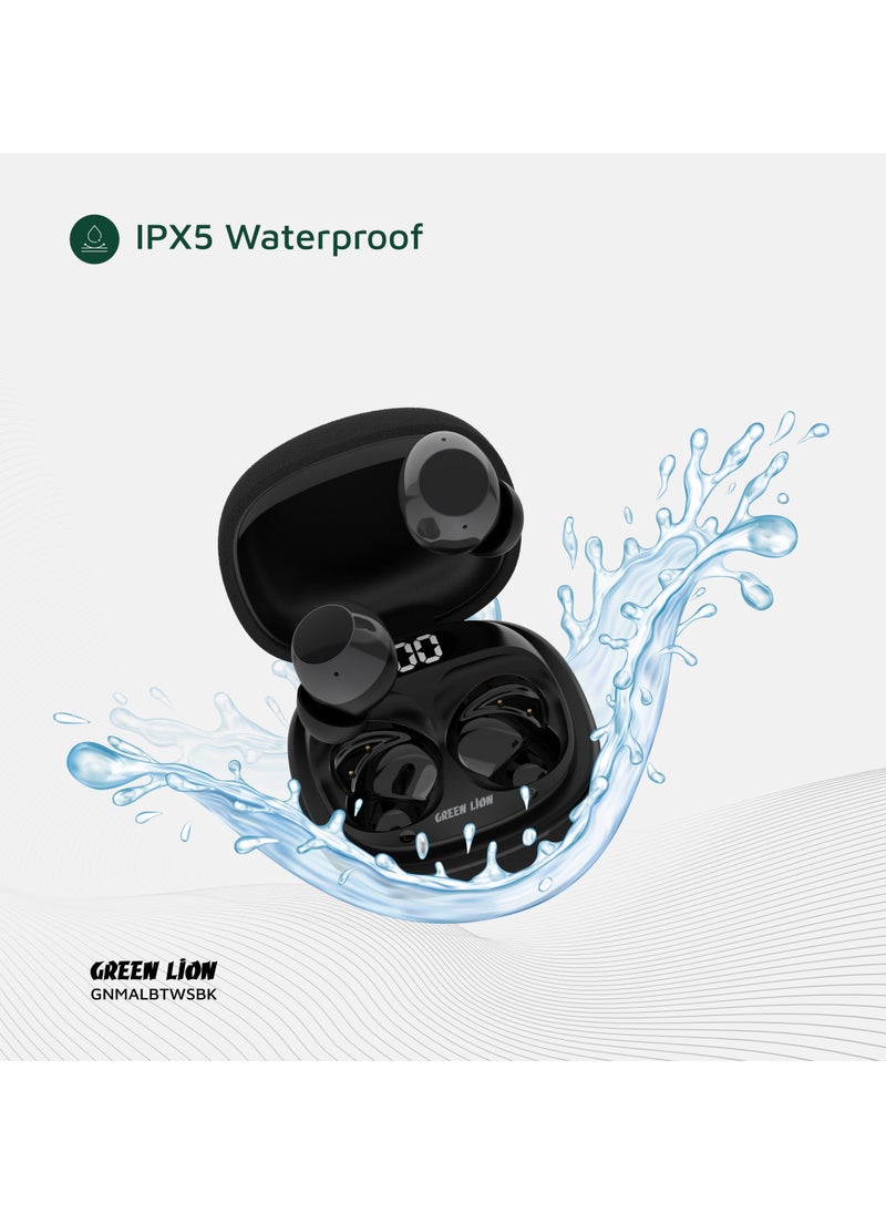 GREEN LION Malbun True Wireless Earbuds with ENC and Dual Microphone / Battery Display / Truewireless Headphones / Hands-Free Calling / In-Ear Design - Black  - Image 5