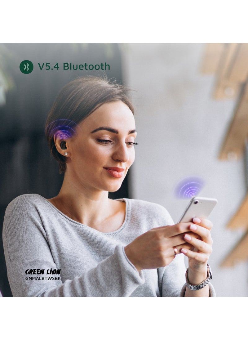 GREEN LION Malbun True Wireless Earbuds with ENC and Dual Microphone / Battery Display / Truewireless Headphones / Hands-Free Calling / In-Ear Design - Black  - Image 4