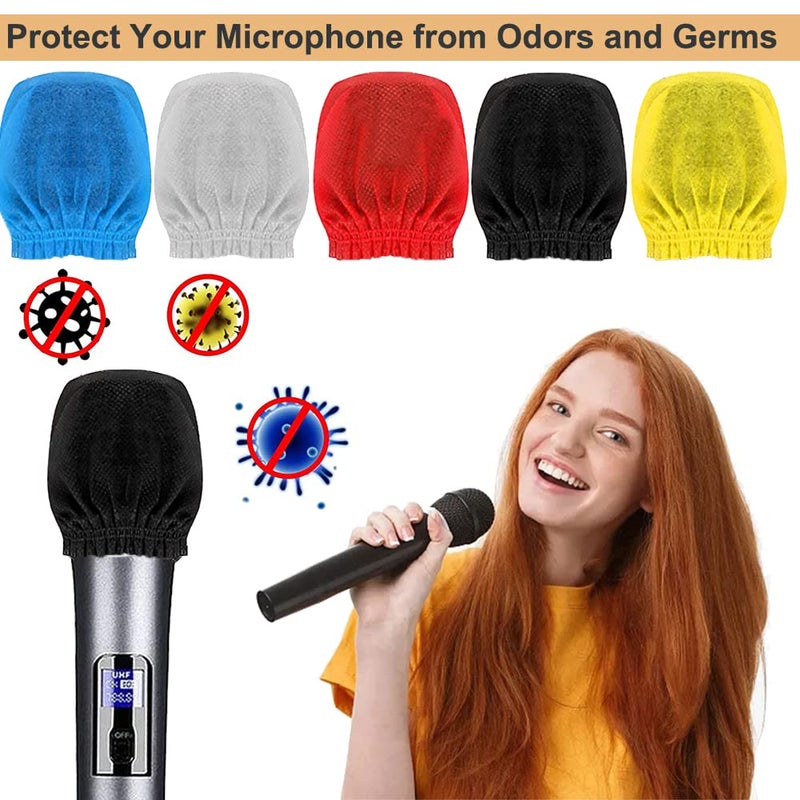 tchrules Disposable Microphone Cover, Non-woven Handheld Microphone Windscreen with Elastic Band, Clean and No-odor Mic Covers for KTV, Interview, Recording Studio, Performance, Speech (set-1) - Image 2