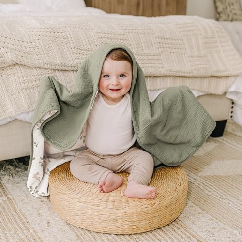 Konssy Muslin Baby Blankets for Girls Boys, 100% Cotton Crib Blanket for Baby Infant Toddler, Super Soft and Lightweight Nursery Blankets 40"x36"（Rabbit - Image 5