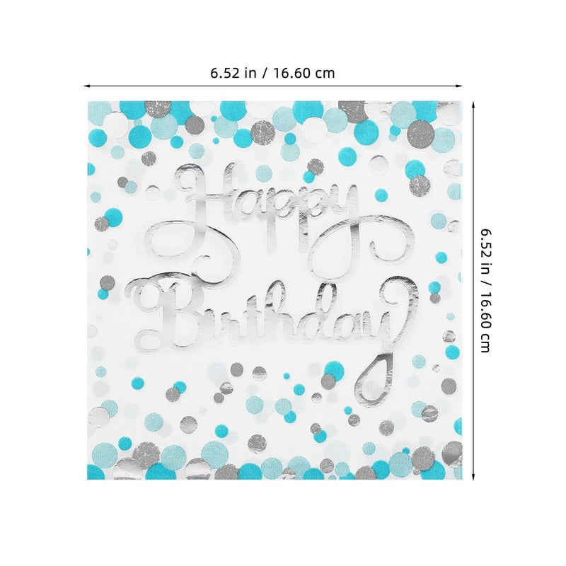 Vicasky Blue Dot Silver Foil Disposable Napkins 40pcs Birthday Party Banquet Decorations - Image 3