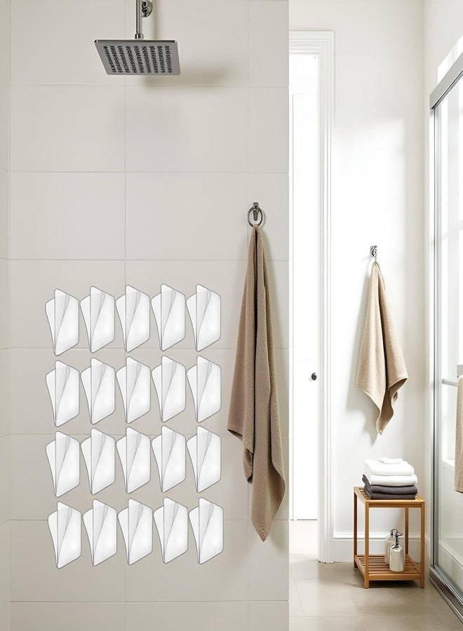 Cauaoa 10Pcs Transparent Wall Mounted Replacement Sticky Pads for Kitchen Bathroom Shower Caddy Organizer Rack Holder Nail Free Adhesive Hooks Bathroom Accessories (Double-Sided Sticker) - Image 4
