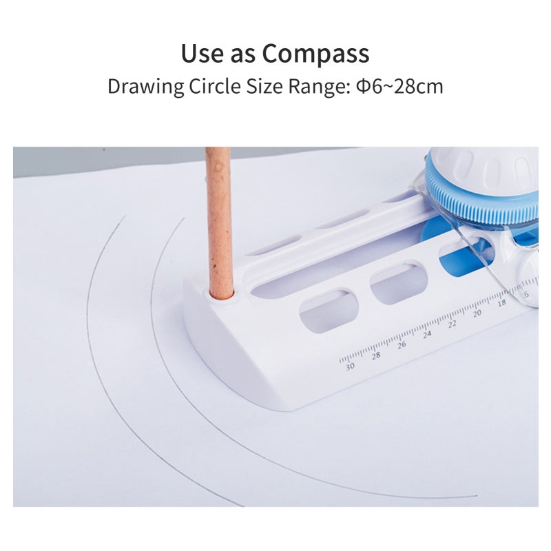 Circular Paper Cutter: White Premium Steel Sharp Blade, Adjustable Φ8~30cm Cutting Range - Durable Lightweight Plastic Scale With Magnifier, Rotary Paper Cutter for DIY Crafting, Office, Kindergarten, - Image 5