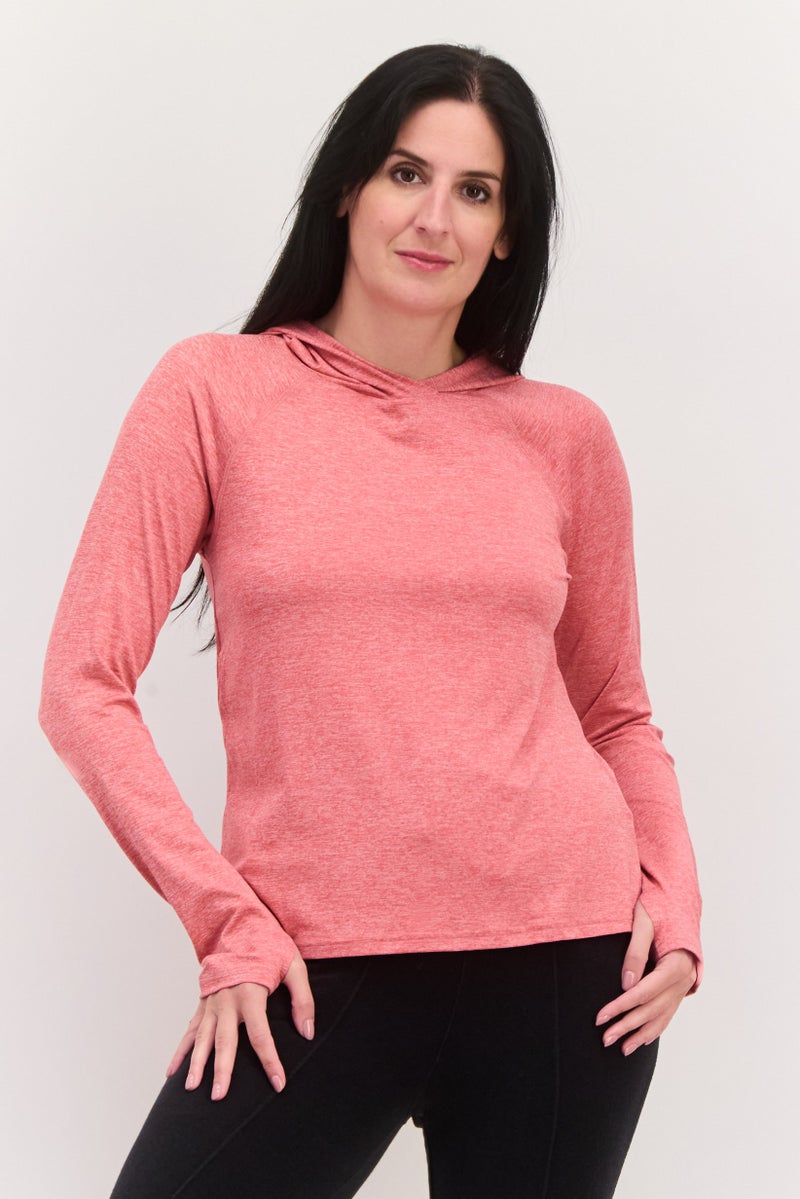 SKECHERS Women Sportswear Fit Long Sleeves Training Sweatshirt, Heather Red - Image 1
