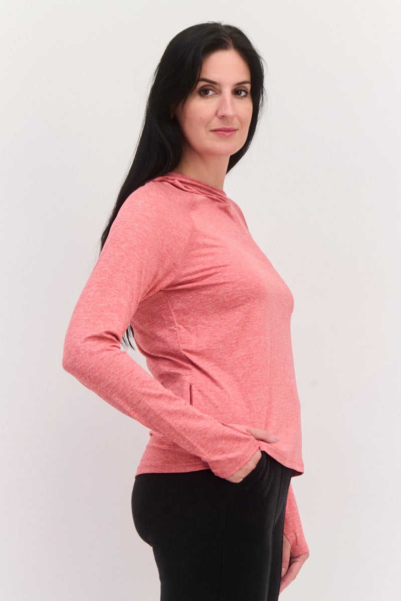 SKECHERS Women Sportswear Fit Long Sleeves Training Sweatshirt, Heather Red - Image 3