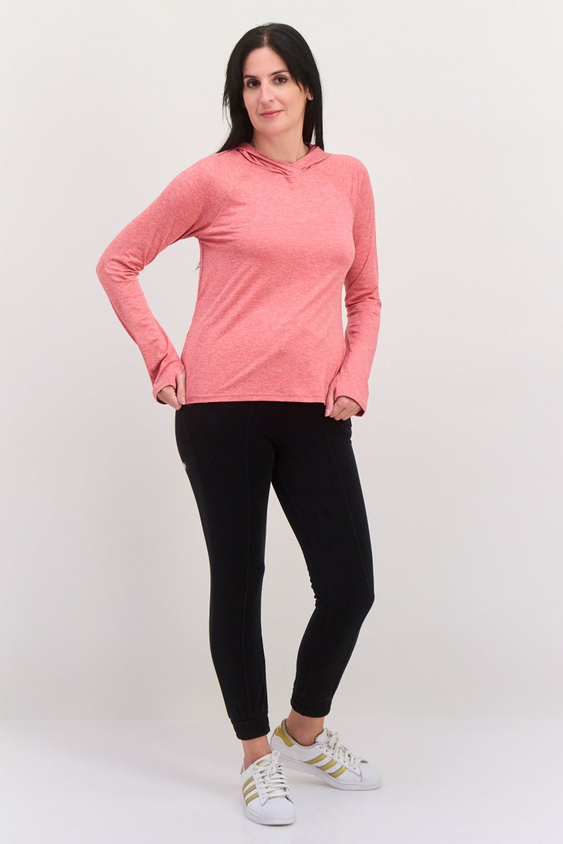 SKECHERS سويت شيرت تدريب طويل الأكمام للنساء، أحمر مائل إلى الرمادي - Image 2