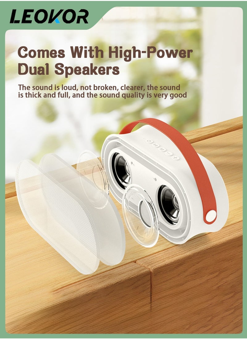 LEOKOR Mini Portable Karaoke Speaker Kits,Wireless Karaoke Speaker with 2 Pack Wireless Microphone,for Home Outdoor Party White  - Image 3