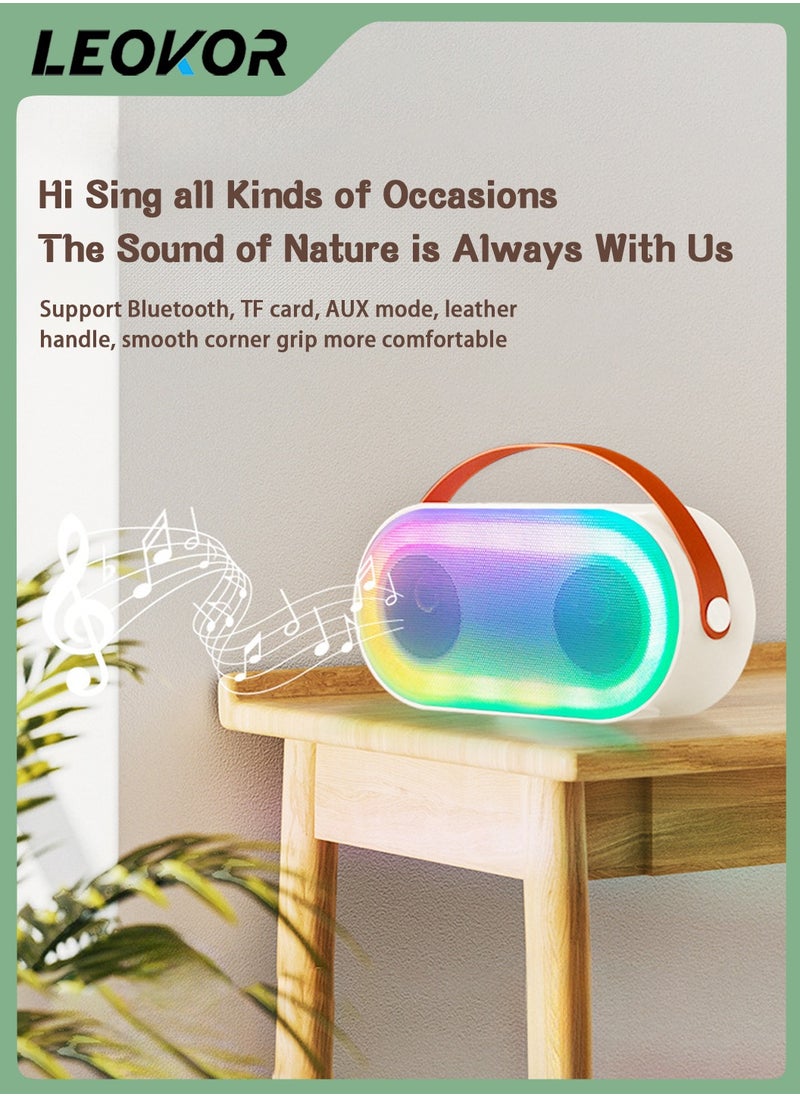LEOKOR Mini Portable Karaoke Speaker Kits,Wireless Karaoke Speaker with 2 Pack Wireless Microphone,for Home Outdoor Party White  - Image 5