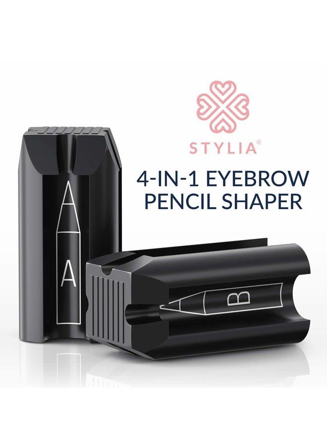 Stylia - 4-in-1 Plastic Duckbill-Shape Eyebrow Pencil Shaper - Eye Makeup Shaping Tool for Waterproof Peel Off Brow Pencils - Compact Cosmetic Shaper for Beginners & Professional - Image 1