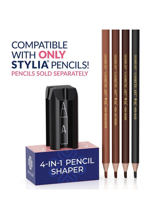 Stylia - 4-in-1 Plastic Duckbill-Shape Eyebrow Pencil Shaper - Eye Makeup Shaping Tool for Waterproof Peel Off Brow Pencils - Compact Cosmetic Shaper for Beginners & Professional - Image 1