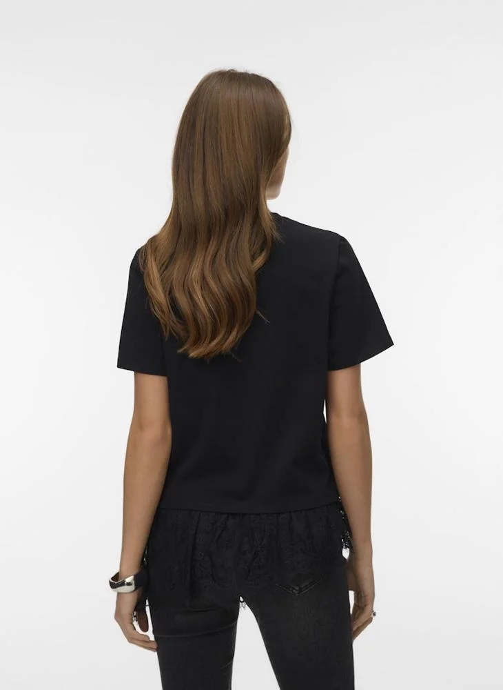 Vero Moda Brit Lace Short Sleeve Crew Neck T-Shirt