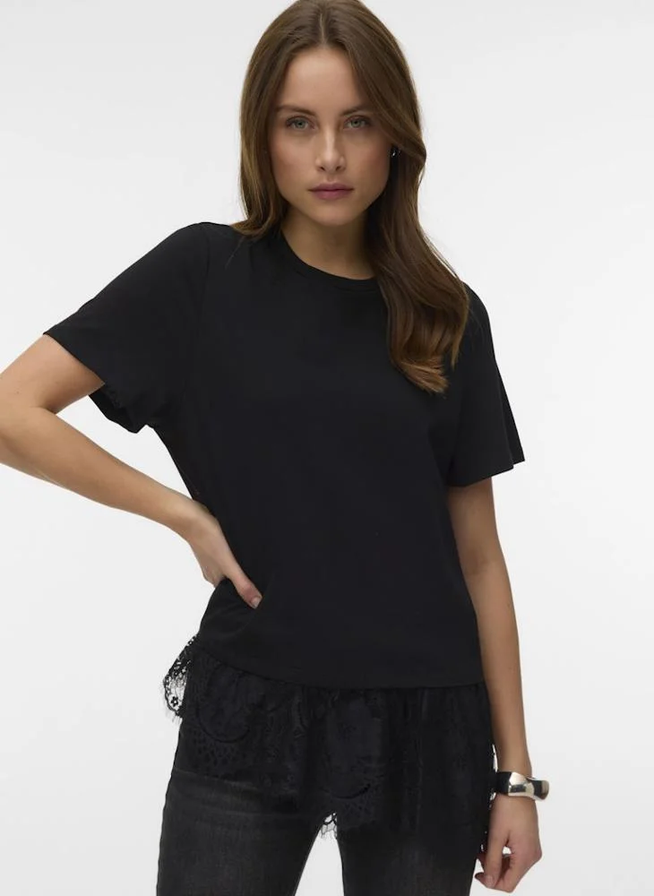 Brit Lace Short Sleeve Crew Neck T-Shirt