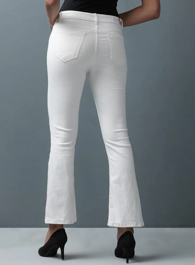 Freehand Freehand Women White Bootcut Fit Solid Jeans