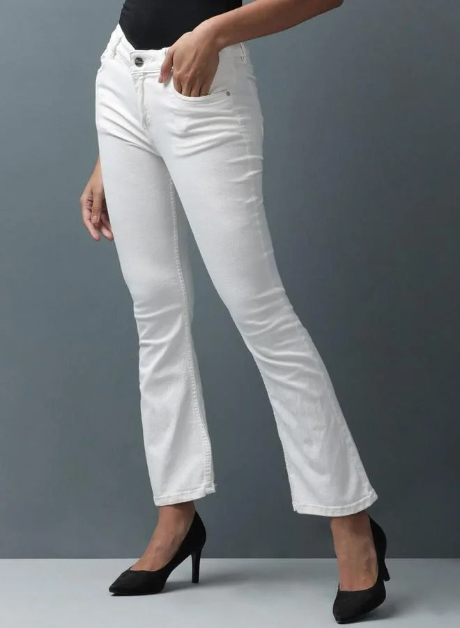 Freehand Freehand Women White Bootcut Fit Solid Jeans