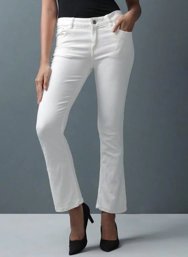 مرفوعة Freehand Women White Bootcut Fit Solid Jeans