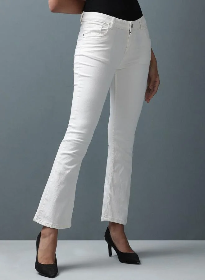 مرفوعة Freehand Women White Bootcut Fit Solid Jeans