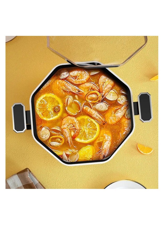 Electric Frying Pan with Glass Lid 220V, Non-Stick Multi-Purpose Cooker, Adjustable Temperature, 4L Capacity, Durable Stainless Steel Base, Energy Efficient, Fast Heating, Ideal for Stir Fry, Grilling, and Steaming