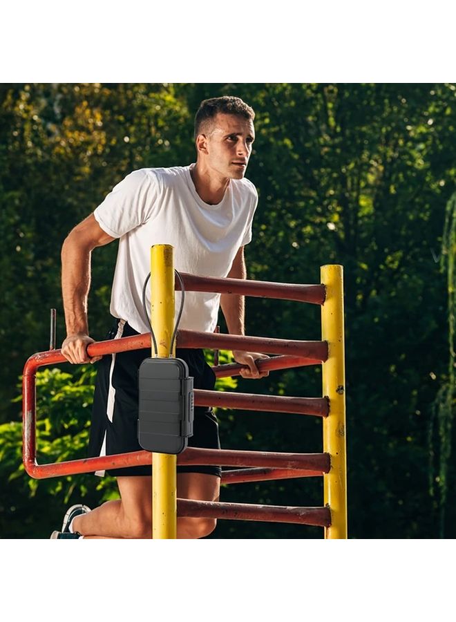 Grey Portable Lock Box Waterproof Shockproof Mini Safe 4 Digit Combination Lock Detachable Chain - Image 3