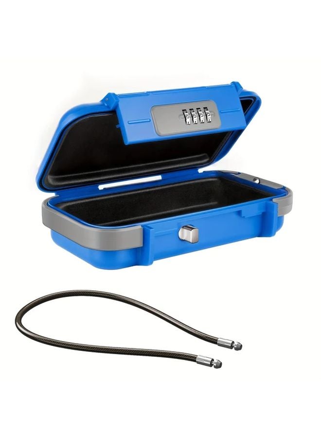 Grey Portable Lock Box Waterproof Shockproof Mini Safe 4 Digit Combination Lock Detachable Chain - Image 2