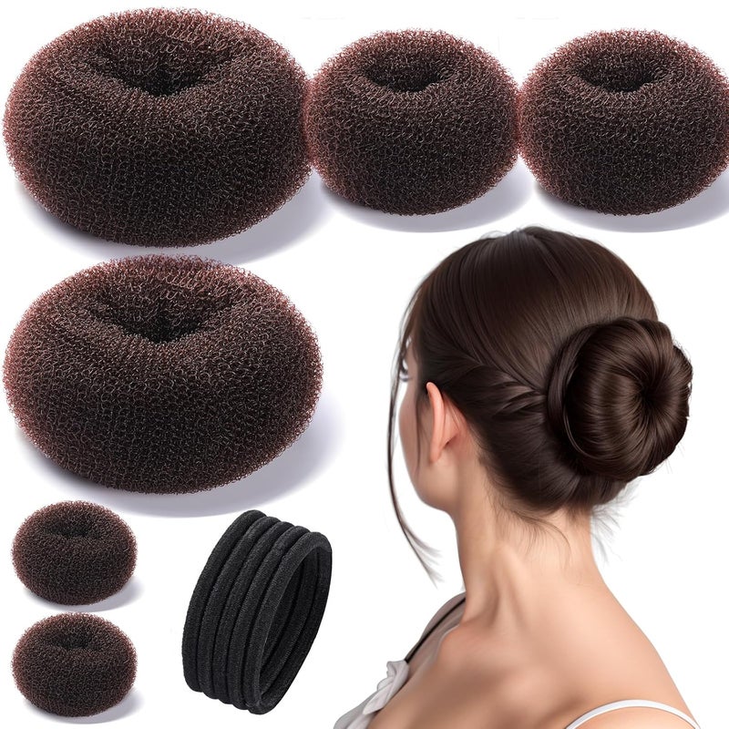 Teenitor Teenitor Donut Hair Bun Maker Set Hair Bun Shaper Set with Large Medium Small Hair Donuts For Buns Hair Accessories For Girls 5 Elastic Bands