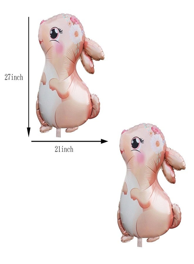 CSTYWC 4PCS Pink Large Bunny Foil Balloon Rabbit Balloons Bunny Party Decorations Animal Mylar Balloons for Birthday Spring Woodland Themed Supplies - Image 3