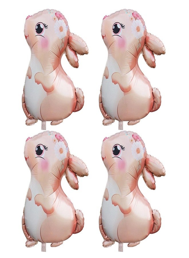 CSTYWC 4PCS Pink Large Bunny Foil Balloon Rabbit Balloons Bunny Party Decorations Animal Mylar Balloons for Birthday Spring Woodland Themed Supplies - Image 1