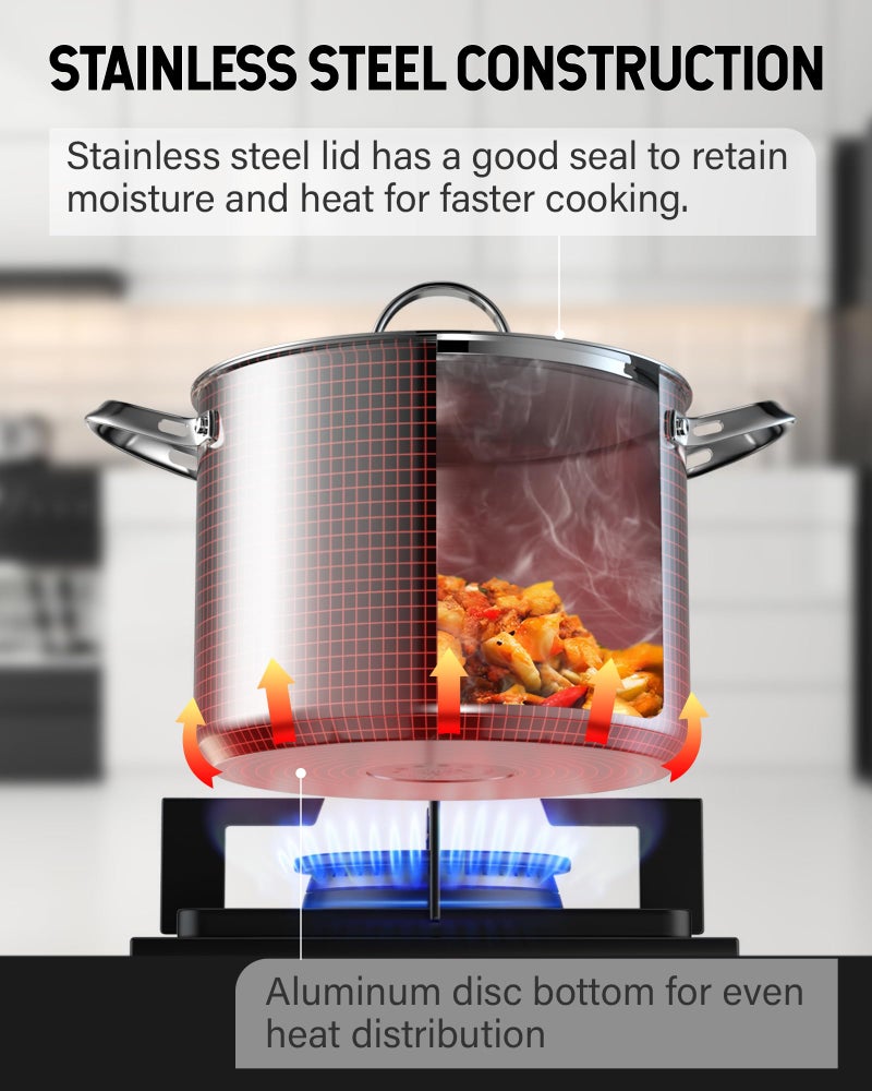 Cooks Standard وعاء طهي ستانلس ستيل 18/10 بسعة 8 كوارت من كوك ستاندرد، وعاء طهي عميق كلاسيكي مع غطاء ستانلس ستيل، فضي - Image 4