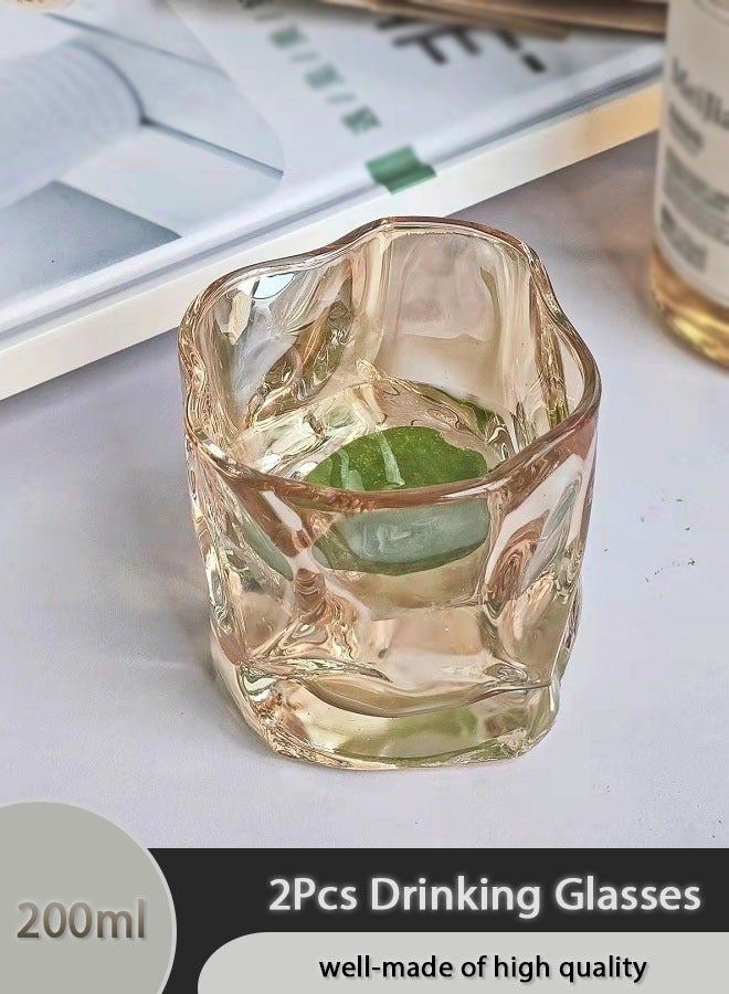 Beauenty 2Pcs Drinking Glasses , Kitchen Water Glasses Cup, Elegant Drinkware Glasses, Bar Tumbler Glassware  for Beer, Juice, Cocktail, Whiskey, Milk (Amber)  - Image 1