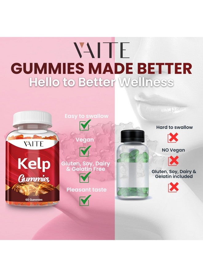 VAITE Kelp Supplement 1000mg - Iodine Formula with Fucus, Marine Trace Minerals, Seaweed-Derived Plant-Based Gummies, Vegan-Friendly, Gluten-Free, Non-GMO, 60 Chewables for Women and Men, Daily Use - Image 5