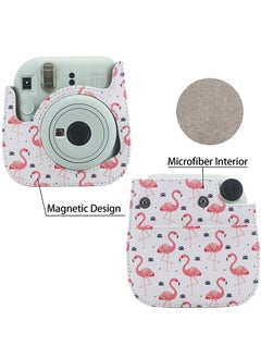 O Ozone Case for Fujifilm Instax Mini 11/12 Case PU Leather Instant Camera Cover with Adjustable Strap - Flamingo White  - Image 4