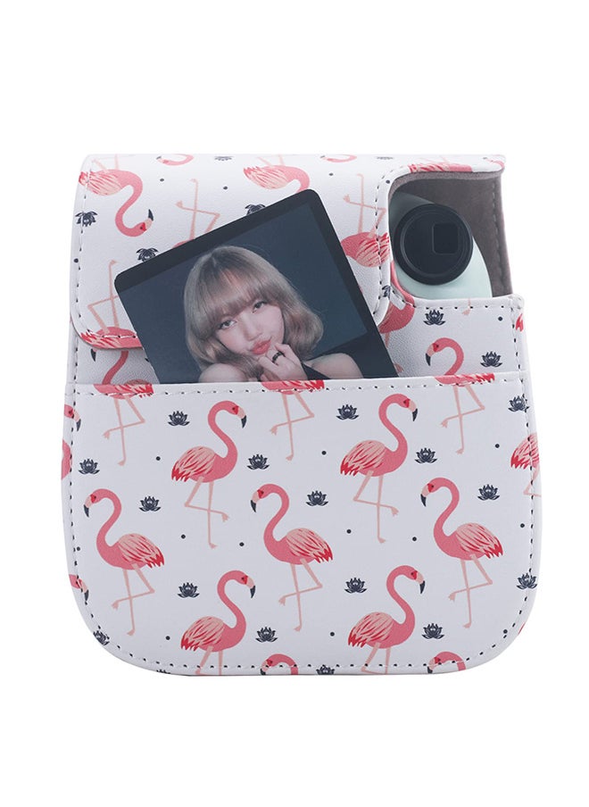 O Ozone Case for Fujifilm Instax Mini 11/12 Case PU Leather Instant Camera Cover with Adjustable Strap - Flamingo White  - Image 3