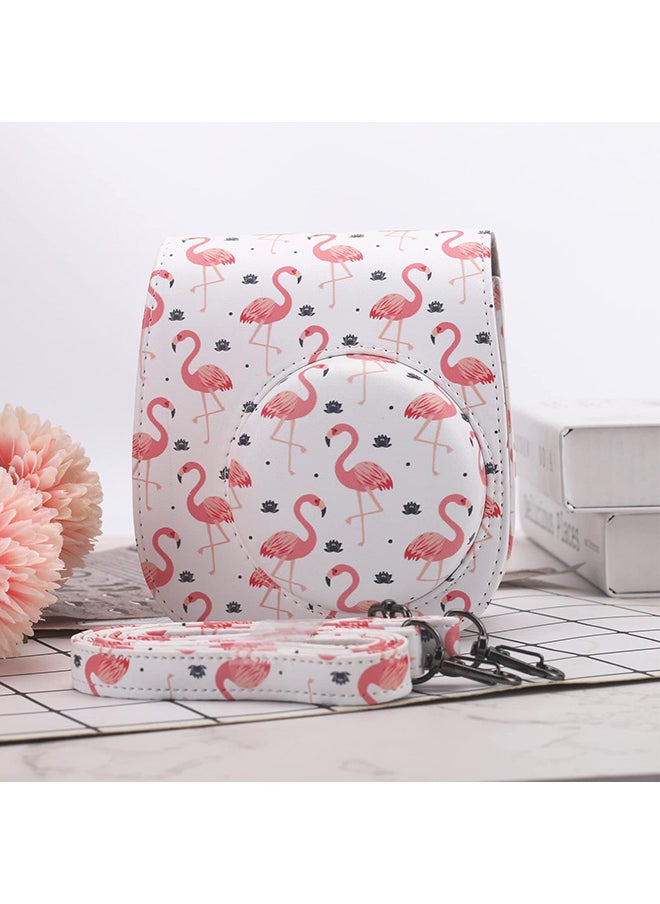 O Ozone Case for Fujifilm Instax Mini 11/12 Case PU Leather Instant Camera Cover with Adjustable Strap - Flamingo White  - Image 5