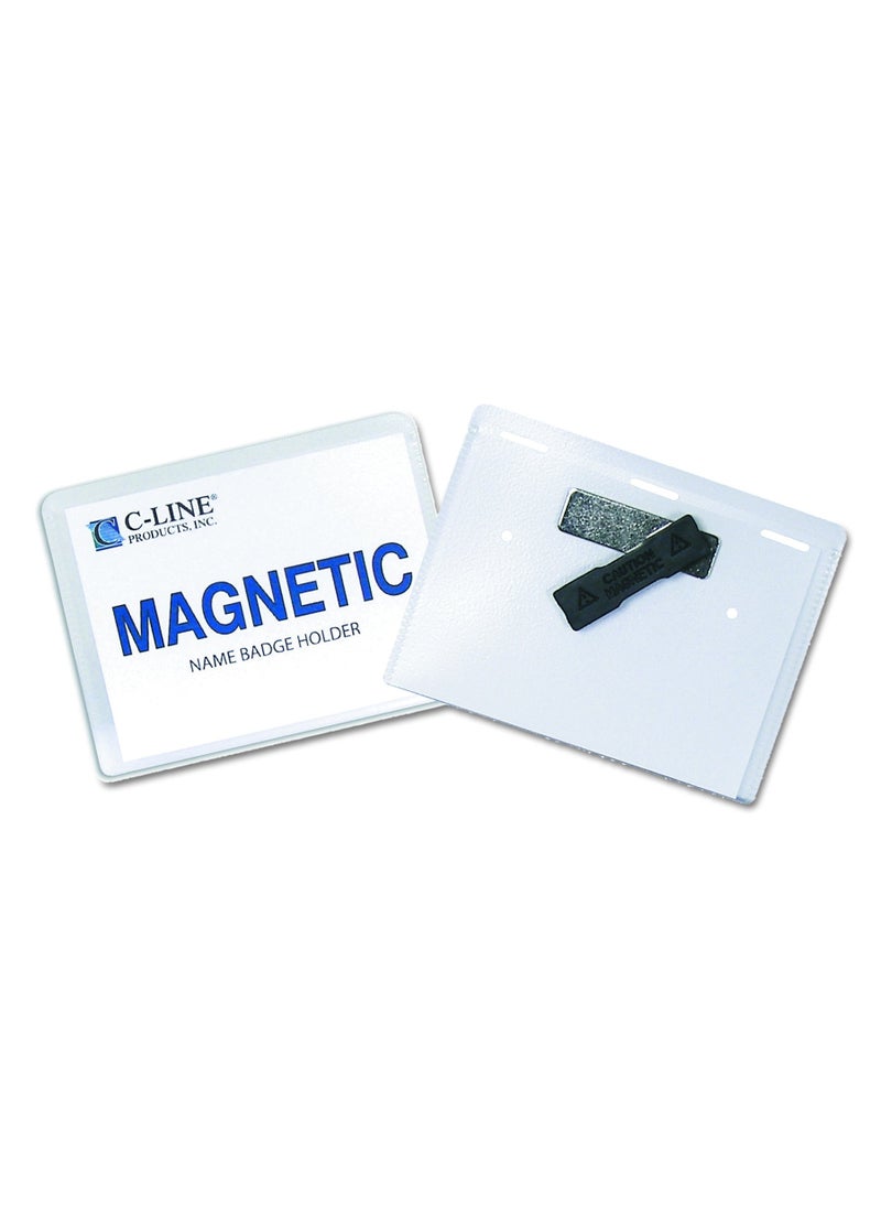 C-Line C-Line Magnetic Name Badge Holder Kit, Horizontal, 4w X 3h, Clear, 20/Box  - Image 3