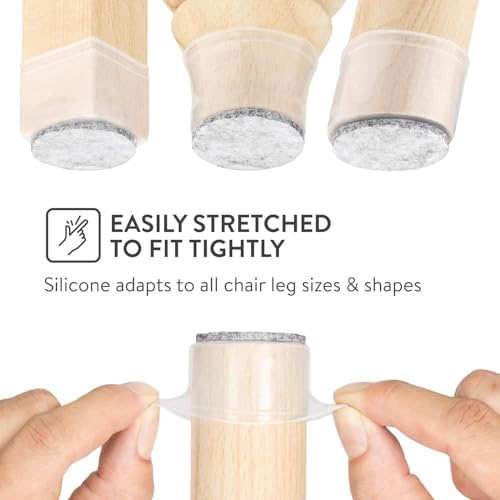 Aneaseit Chair Leg Floor Protectors - 16 pcs Clear - Felt Bottom Silicone Pads - Floor Protectors for Chairs - Rubber Caps for Hardwood Floors - Furniture Feet Sliders - X-Small - Image 3