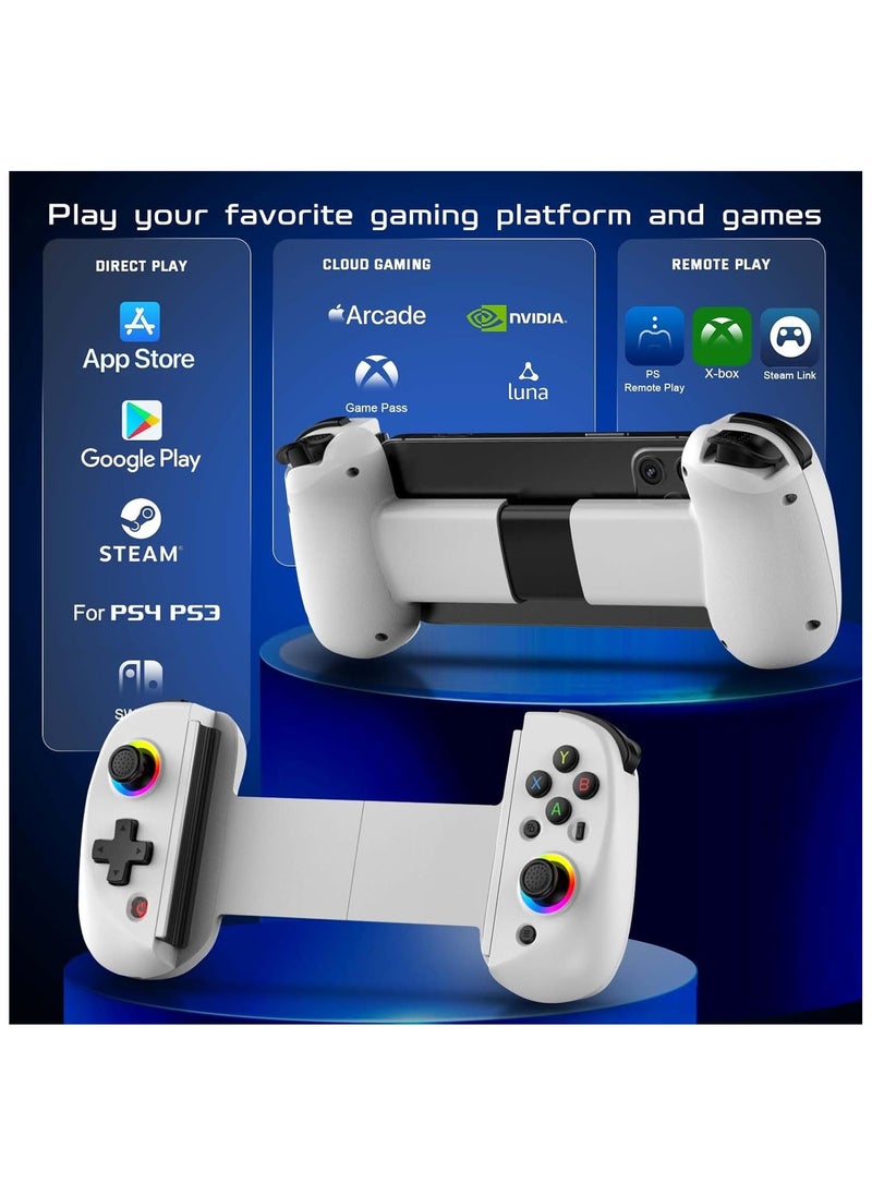 D8 Mobile Gaming Controller for iPhone/iPad/Tablet, Android Wireless Controller with Hall Effects Joysticks, Support PC/Switch, Play Cloud Games/PS Remote Play/COD/Genshin Impact & More - White  - Image 3