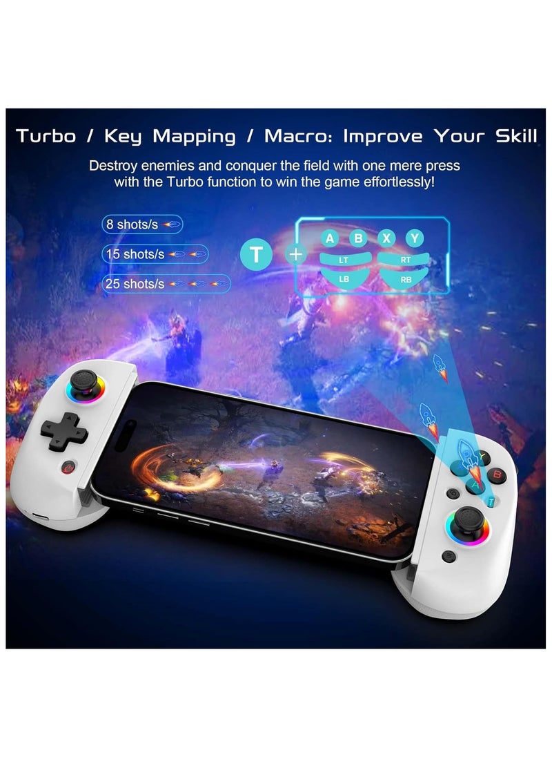 D8 Mobile Gaming Controller for iPhone/iPad/Tablet, Android Wireless Controller with Hall Effects Joysticks, Support PC/Switch, Play Cloud Games/PS Remote Play/COD/Genshin Impact & More - White