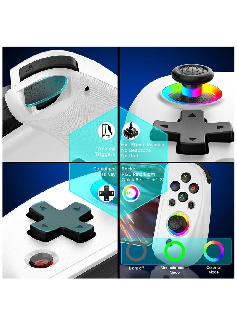D8 Mobile Gaming Controller for iPhone/iPad/Tablet, Android Wireless Controller with Hall Effects Joysticks, Support PC/Switch, Play Cloud Games/PS Remote Play/COD/Genshin Impact & More - White  - Image 4