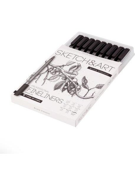 Bruno Visconti Sketch Art Professional 9-Piece Fineliners Black 36-0033  - Image 2