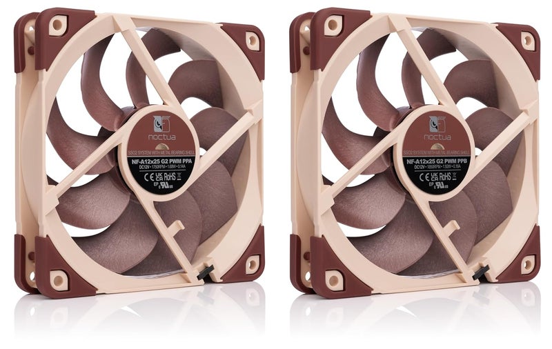 NOCTUA NF-A12x25 G2 PWM Sx2-PP, Dual Fan Set for Push-Pull and Side-by-Side Applications (Brown) - Image 2