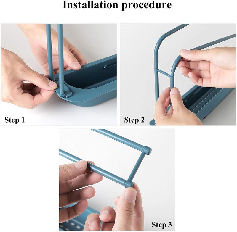 Mforall Telescopic Sink Shelf Adjustable Faucet Plastic Rack Dish Brushes Sponge Storage Shelves Sink Drain Basket Kitchen Sink Holder Rack, Multicolor - Image 5
