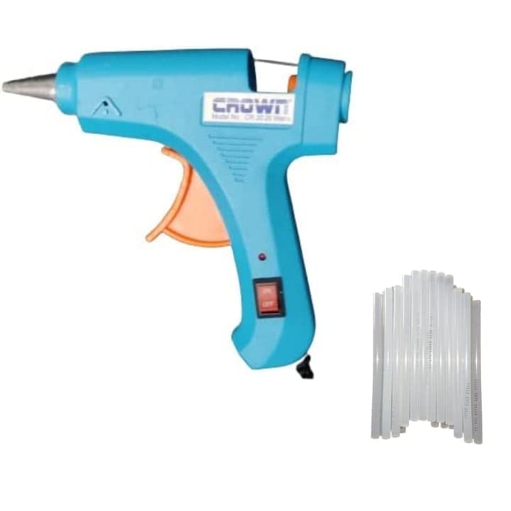 Crown Electric Glue Gun 20 Watt pack of 1pcs with 5 pcs 7mm hot glue sticks usefule for art craft work  - Image 1