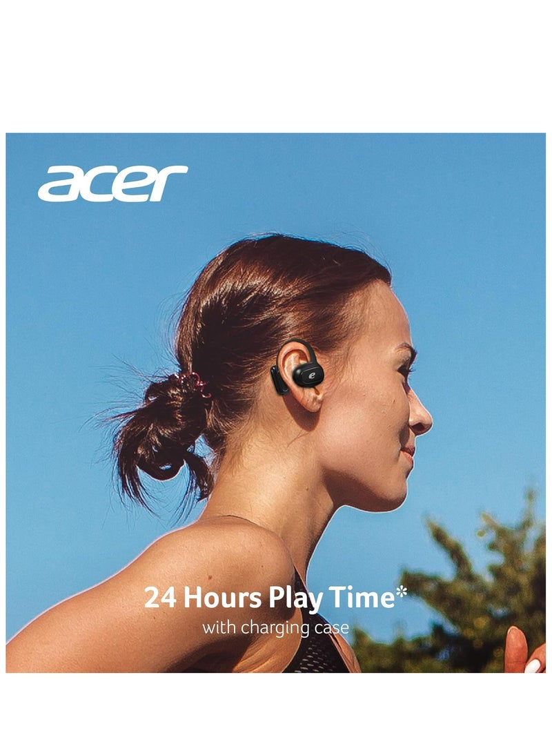أيسر AHR140 Wireless Bluetooth Sports Headphones, Open-Ear Air Conduction Tech for Sports, 24hrs Playtime, Type-C Charging, 14.2mm Driver, HD Voice, Ultra Comfortable Fit, Light-Weight Earphones,  Long Battery Life With type C Charging cabel Black - Image 3