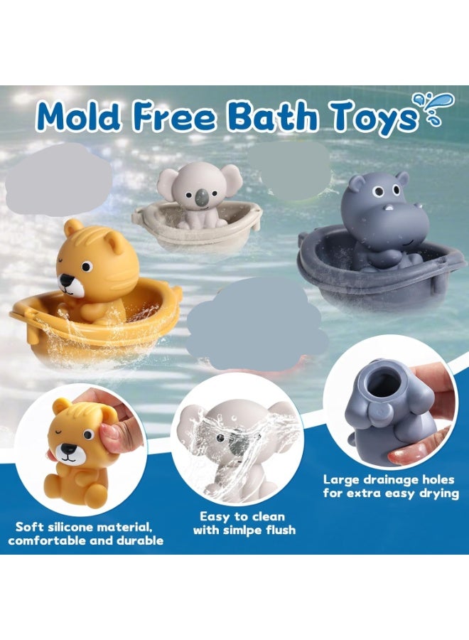 Soofam Toddler Bath Toys for Kids Ages 1-3 4-8 6PCS with Light Up Baby Bath Toys & Float Boat & Finger Puppets Bathtub Gifts for Toddlers 2-4 Boy Girl Pool Water Table - Image 4