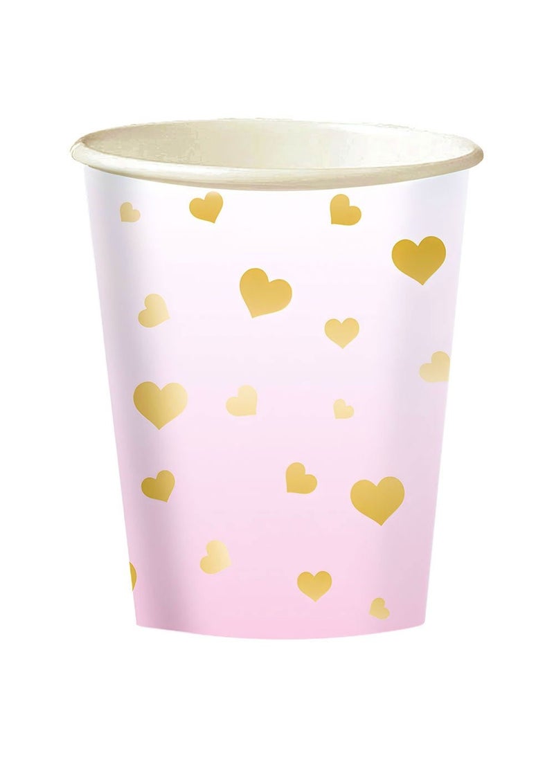 First Birthday Disposable Paper Cups Pink Ombre 250ml 8-Pack