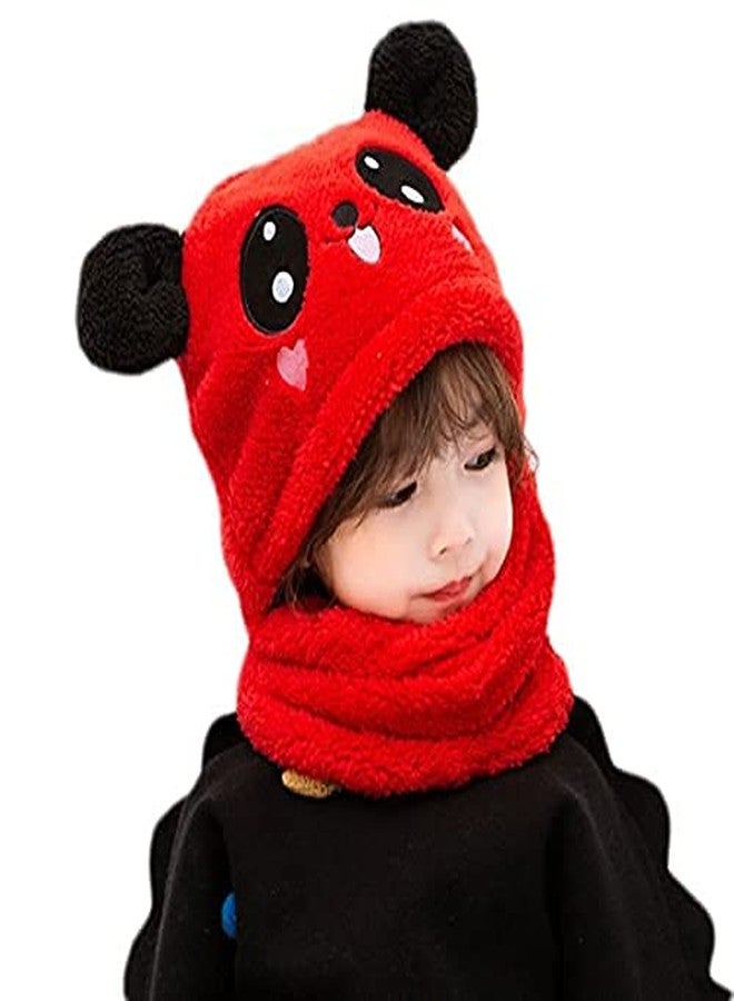 V3E Baby Boy's & Girl's Cute Panda Animal Beanie Hat Hooded Scarf Fleece Cap Balaclava (Red)-(2-4 Year) - Image 3